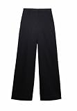 Marks & Spencer Pantalones Palazzo de Franela de Raya diplomática Mezcla De Azul Marino UK 12 (EU 40)