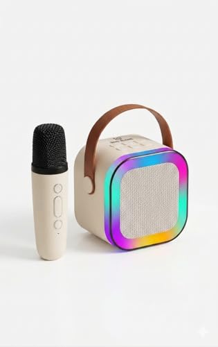 Image of Karaoke Mic with Bluetooth Speaker, Rechargeable, Wireless, Portable, LED Lights, for Kids, Boys, Girls, and Adults