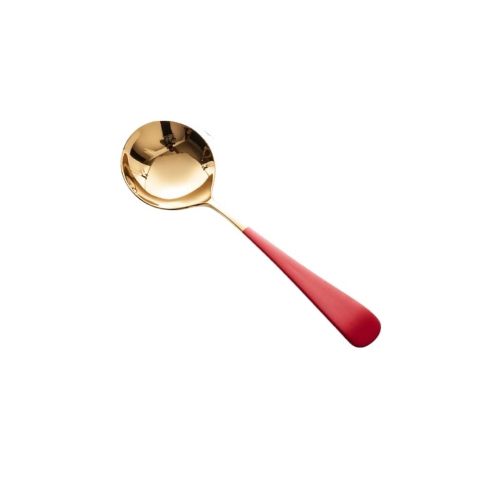 Cuillère dessert maison en acier inoxydable petite taille couleur rouge