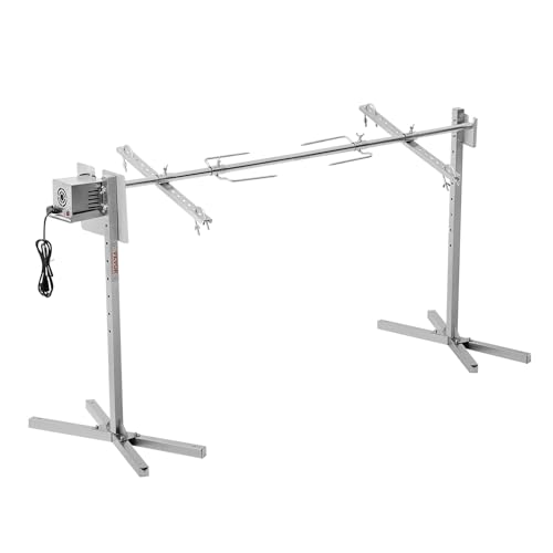 VEVOR elektrisches BBQ Drehspieß Grill Set (60 kg Tragkraft), 52 W 1445 mm automatischer höhenverstellbarer Universal-Bräterstände aus Edelstahl, Spieß mit Hitzeschild für Schwein und Lamm