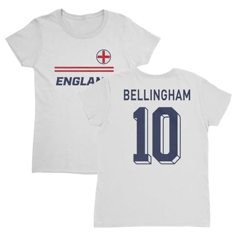 Tutiinca England Soccer Fans Bellingham 10 Jersey Style Ladies Crewneck T-Shirt (White Large)