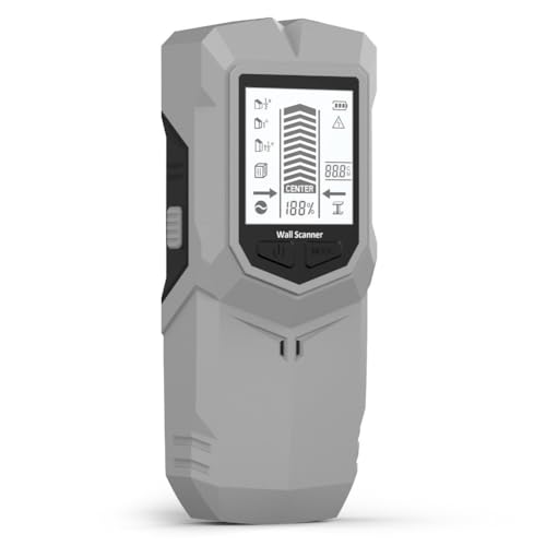 QOXEZY Rilevatore digitale portatile 6 in 1 per pareti e legno, per cavi e tubi in PVC, rileva metalli fino a 80 mm, cavi CA in tensione, con indicatore di profondità e retroilluminazione verde