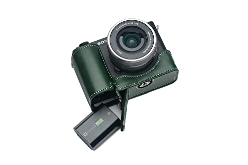 Demi-étui Sony ZV-E1 en cuir fait main avec accès batterie direct vert