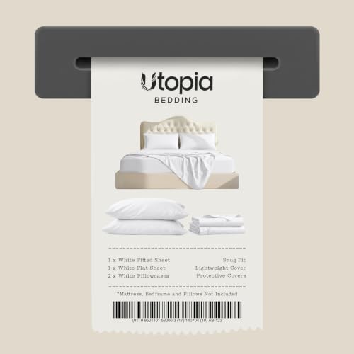 Image of Utopia Bedding Queen Bed Sheets Set - Pack of 2 Sheet Sets - Perfect for Spa, Hotel, & Guest Bedroom - Brushed Microfiber - Shrinkage and Fade Resistant - Easy Care (White)