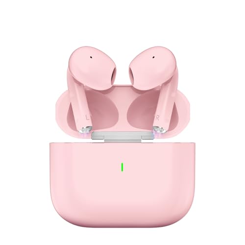 Fones de ouvido Bluetooth 5.3 sem fio, bateria com duração de 40 horas, carregamento USB-C, classificação de resistência à água IPX6, microfone embutido, compatíveis com Android e iOS ROSA