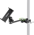 Elitehood 8.5in Bras long iPad Support pour Mic Stand, 360° Support de table en aluminium Mic réglable pour microphone & Musique de scène, iPad Support compatible avec 4-13in Comprimés iPhone et téléphones