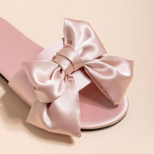 Premium Luxury Satin Silk All Seasons Comfort Bow Knot Women's House Slippers Non Slip Indoor Soft Home Slip On Shoes4