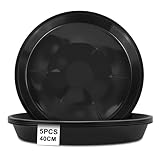 vsshe Lot de 5 Soucoupes pour Plantes, 40cm Rond Noir Bac D'Égouttement Durable Soucoupes pour Pots de Fleurs, Dessous Pot de Fleur pour Plantes pour Jardinage Culture Hydroponique Maison Et Jardin