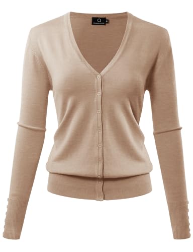Image of Allsense Women's Long-Sleeve V-Neck Cardigan Sweater | Button Down, Lightweight Soft Knit