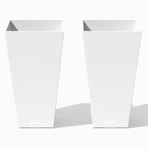 Image of Veradek Pure Series Taper Planter - Tall Tapered Outdoor Planter with Shelf