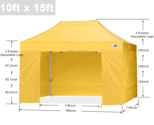 Image of ABCCANOPY Commercial Pop Up Canopy Tent with Sidewalls 10X15,Gold