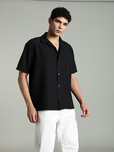 Image of FYLTR Men's Solid Casual Textured Shirt - Half Sleeves | Shirts for Men | Summer Shirt | Regular Fit