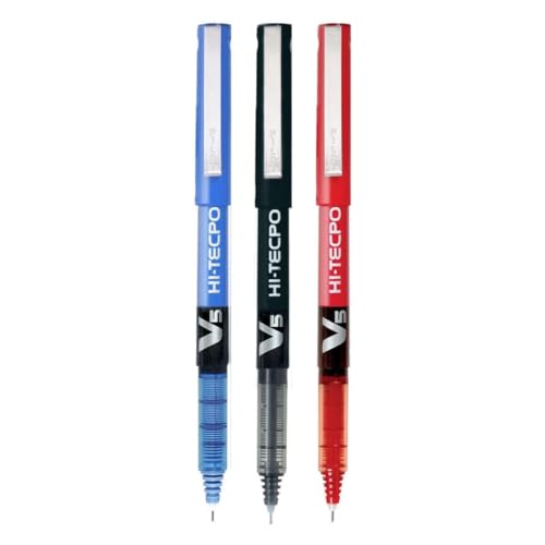 Pilot V5 Liquid Ink Roller Ball Pen - 1Blue + 1Black + 1Red
