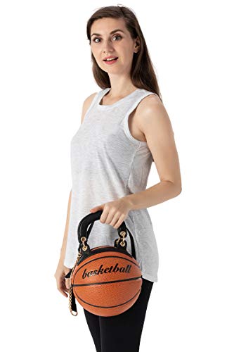 Women Basketball Shaped Purse Girls Round Handbag Shoulder Cross Body PU Messenger Bag Adjustable Strap2
