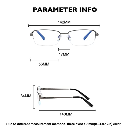 Image of Rectangle Men's Semi Rimless Metal Blue Light Blocking Glasses | Non prescription Anti Bluelight Business Half Rimless Clear Lens Wire Frame Glasses,Computer,Touch Screen,Fashion