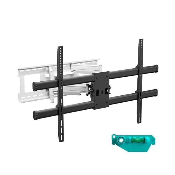 ONKRON Full Motion TV Wall Mount for 42-120 Inch Screen up to 220 lbs, Large Heavy Duty TV Mount Extending, VESA 200×100-1000×600, Tilt and Swivel Television Mount Bracket, Black-White