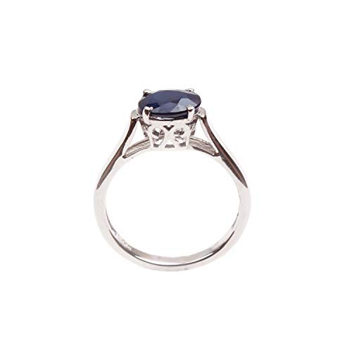 Bague saphir bleu Bangkok argent anti-ternissement, bague de créateur ajustable
