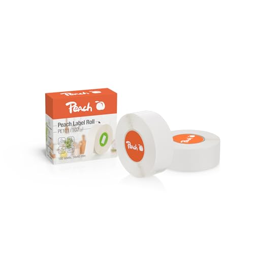 Peach 3x Thermoetikettenband weiß -14x40mm - 180 Etiketten pro Rolle - PE101A
