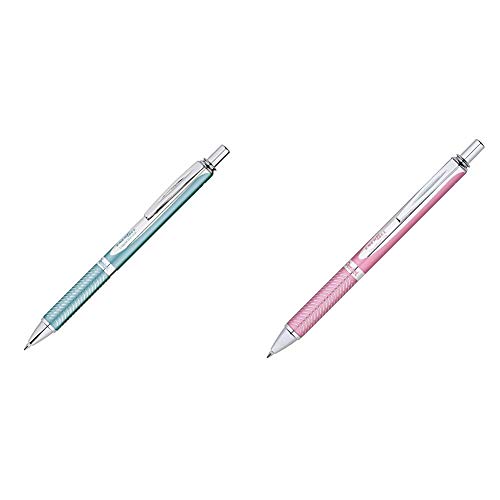 Pentel EnerGel Alloy RT Premium Liquid Gel Pen, 0.7mm, Aquamarine Barrel, Black Ink, 1 Pack (BL407LSBPA) & Gel Ink Rollerball Pen 0.7mm, (BL407PBPA)
