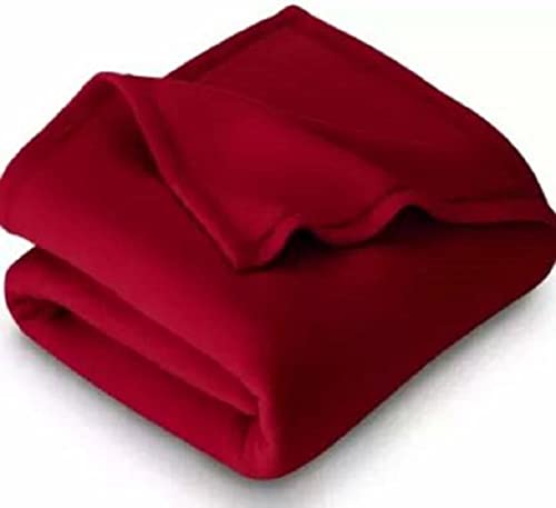 Image of Combo Pack of 2 Single Bed Solid Polar Ac Blanket Size - 60 * 90 inch, Color-Brown&Red