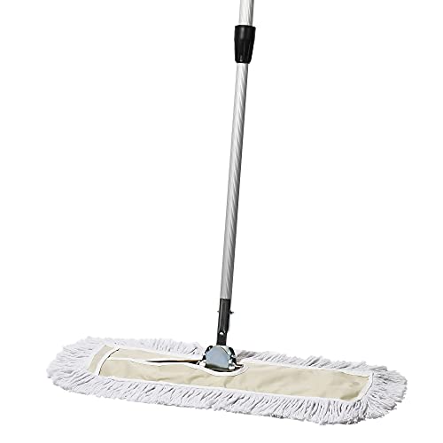Tidy Tools Commercial Dust Mop – 24 Inch Floor Sweeper for Hardwood, Reusable Cotton Mop Head, Extendable Handle, Dry Mop for Floor Cleaning & Janitorial Supplies