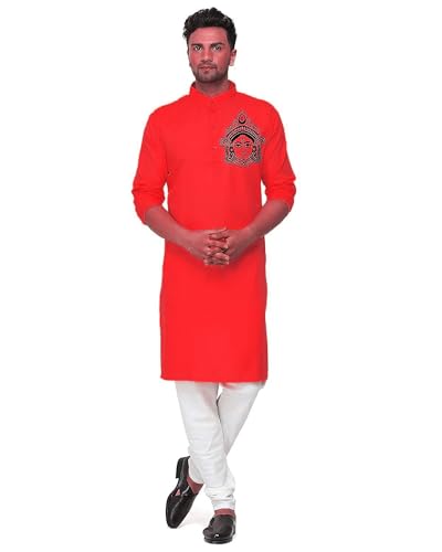 Image of Men's Digital Printed Kurta for Festival Navratri Pooja