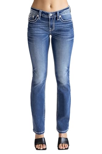 Miss Me Women's Warm Boho Cross Mid-Rise Bootcut Jeans2