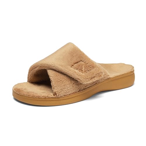 Image of SOLLBEAM Women's Plantar Fasciitis Fuzzy House Orthopedic Adjustable Slippers With Arch Support Orthotic Heel Cup Sandals For Ladies