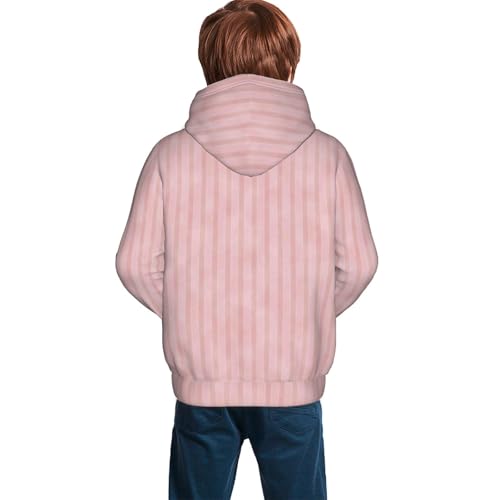 Pink Stripes Kid Hoodies Boys Sweatshirts Girls Pullover with Pocket4