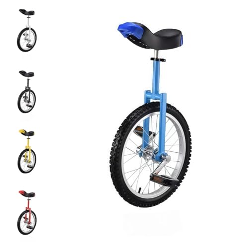 TAKEY 屋外用一輪車,組み立て式 競技用,コアバランスを強化し、軽量で安定しており、16/18/20/24インチの調節可能なシートの高さで、大人、子供、学生に適しています (ブルー,16インチ)
