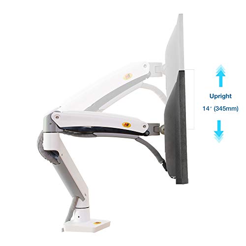 Image of North Bayou Monitor Desk Mount Stand Fully Adjustable Computer Monitor Arm for 22'' -35'' Monitor with Gas Spring (White-Single arm)