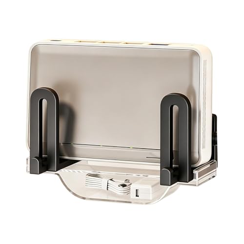 Soporte de pared para enrutador, soporte ajustable de acero al carbono sin taladros, soporte de pared para módem de cable, reproductores multimedia, oficina en casa, caja de TV
