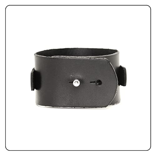 Punk Rock Circle Pattern Wristband Wide Leather Cuff Bracelet3