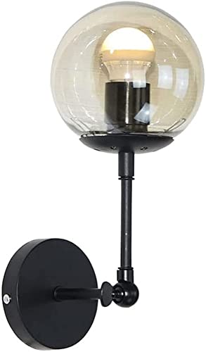 Luces de pared para dormitorio retro con brazo oscilante y bola de cristal en la mesita
