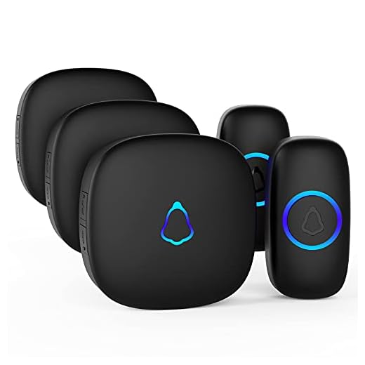 SECRUI Campainha sem fio com 3 receptores, 2 botões de pressão, fácil instalação, volume ajustável, 58 sinos, LED colorido, alcance de 300 m, M520+F55, preta