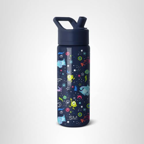 Simple Modern Kids Summit Water Bottle with Straw Lid | Disney Pixar Monsters Inc 18oz Stainless Steel Cup Insulated Tumbler for Boys, Girls, School | Dream Team