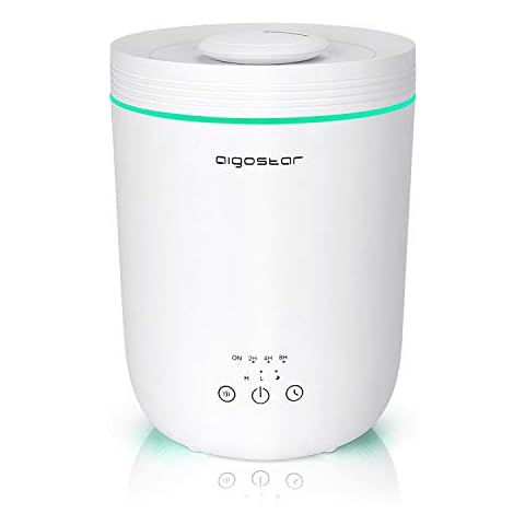 Aigostar Misty Luftbefeuchter,Ultraleisem Schlafmodus Auto-off, 2,2L Top-Füllung Humidifier Baby mit Aroma Diffusor, Einstellbare 2 Nebelmodi mit 7-farbige LED-Lichter Cover