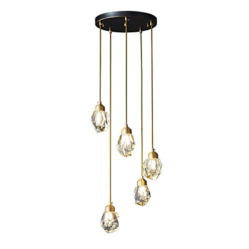 Lampes suspendues élégantes en cristal avec plafonnier dimmable pour chambre