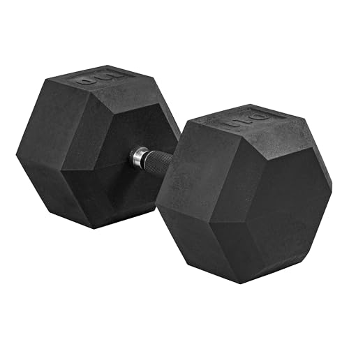 Image of CAP Rubber Coated Dumbbell Weights, Free Weights for Home Gym Strength Training, Anti-Roll Hex Dumbbells with Black, Chrome & Comfort Grip Handles, Singles