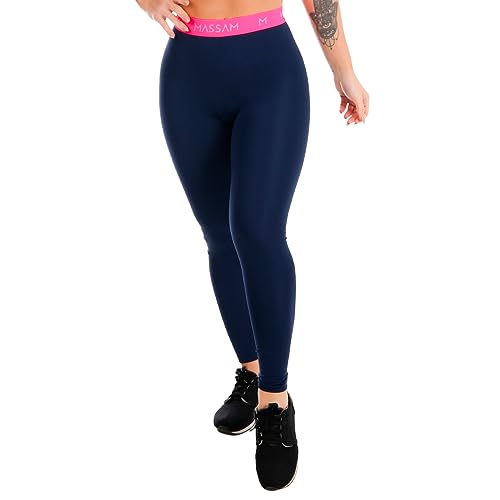 Legging Neon Marinho Com Pink Massam Fitness - G