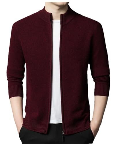 Men's Casual Business Knitted Cardigan Sweater, Long Sleeve Solid Color Sweater