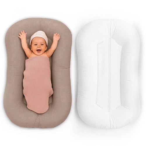 PaLulli® LuliNest – Babynest aus Bio-Baumwolle mit abnehmbarem Bezug | Kuscheliger Kokon für Neugeborene & Säuglinge | Sicher, bequem & pflegeleicht