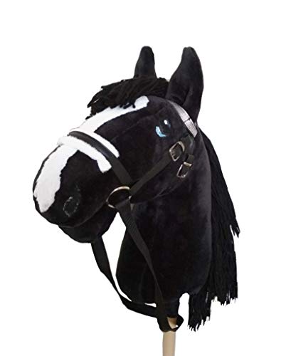 Black hobby horse on a stick Friesian hobbyhorse Stick horse with bridle
