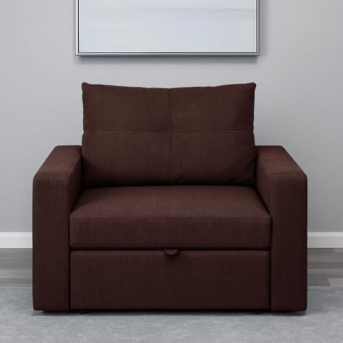 Image of CASASTYLE Seria 1 Seater Pull-Out Premium Fabric Sofa Cum Bed Sofa Set for Living Room (Brown Fabric)