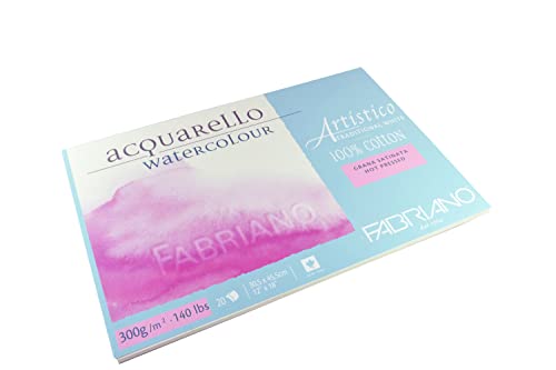 Fabriano Artistico papel 100% algodón prensado en caliente con bloque encolado de 20 hojas blanco