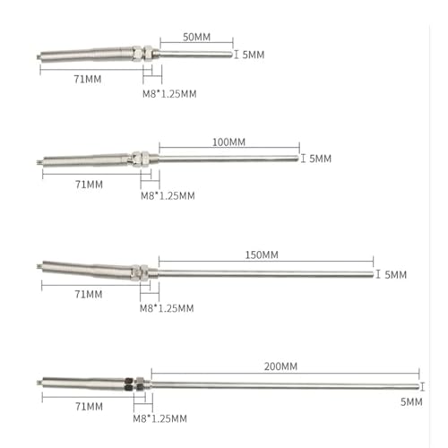 Cable sensor de temperatura tipo E J K PT100 con rosca M8 para hornos 5