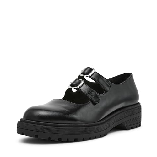 Steve Madden Women's Alba Loafer, Black Leather, 7.5