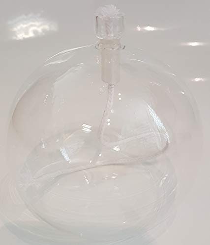 Lámpara de aceite cristal claro, lámpara de petroleo cristal transparente, soplado a boca, con guía de mecha resistente a los niños, diámetro 10 cm, altura de aproximadamente 9,5 cm, Oberstdorfer Glashuette