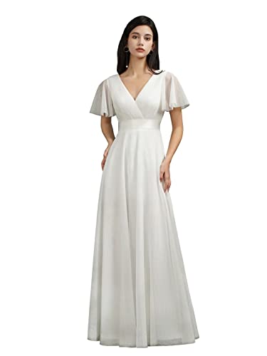 BABYONLINE D.R.E.S.S. Robe de Soirée pour Mariage Demoiselle d'honneur Manches Courtes Taille Empire Ivoire XL Cover