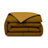 PARAMAISON Trapunta in Microfibra Singolo, Reversibile Double Face, Anallergica, Caldissima 350gr/mq | 150x270 cm Ocra